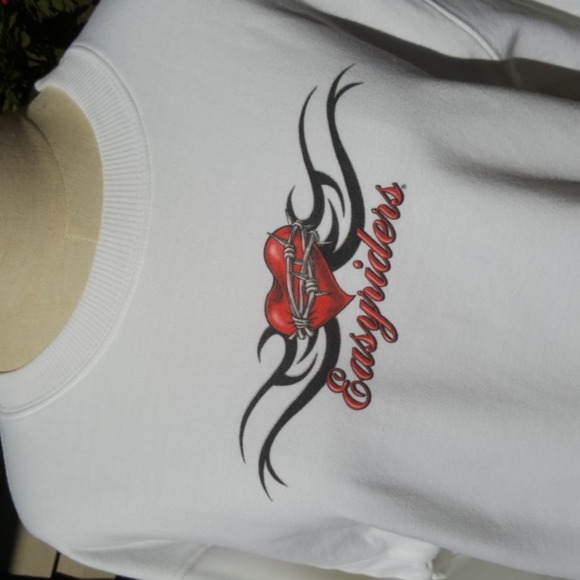 EASYRIDERS ♡ LAT White SOFT Crew Neck Long Sleeve ♥️ Barbed Wire Sweatshirt L - Picture 4 of 16